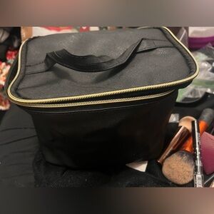 Black Makeup Bag with Gold Zipper